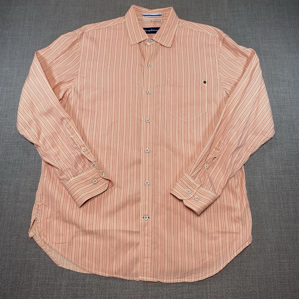 Tommy‎ Bahama Long Sleeve Button Up Shirt Men's Medium Tencel Cotton Blend
